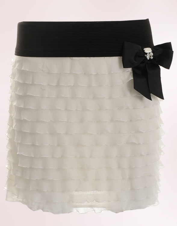 Ruffle Skirt With Diamonte Bow